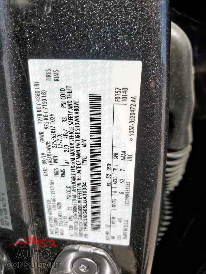 FORD ESCAPE 2020 - 1FMCU0G65LUA10334