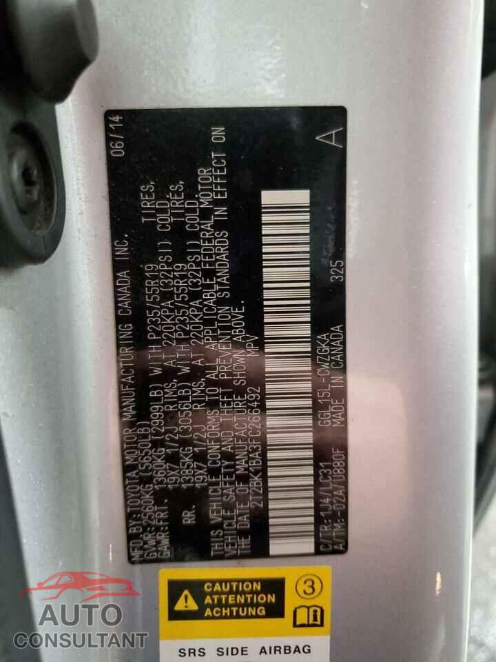 LEXUS RX350 2015 - 2T2BK1BA3FC266492