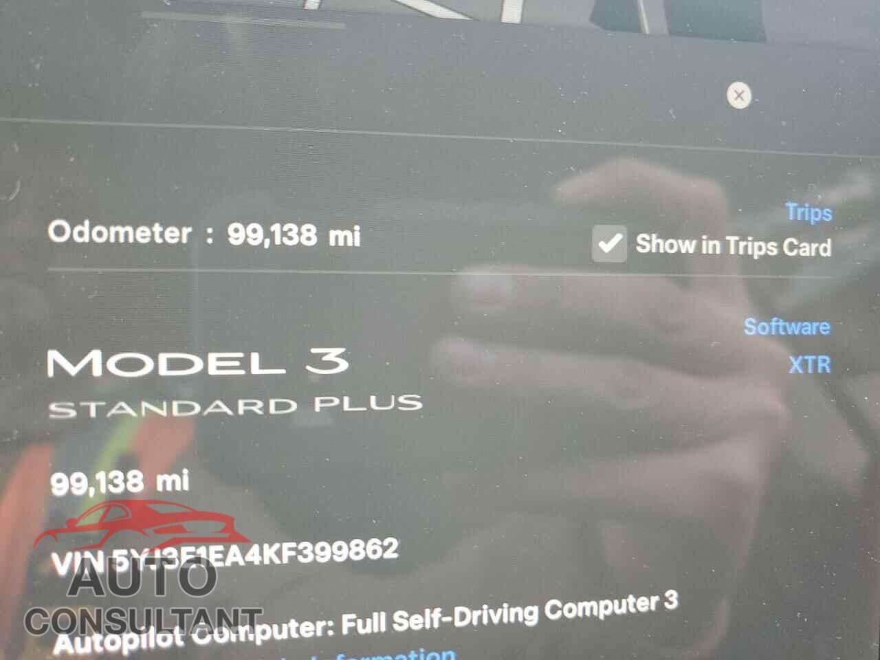 TESLA MODEL 3 2019 - 5YJ3E1EB2KF384303