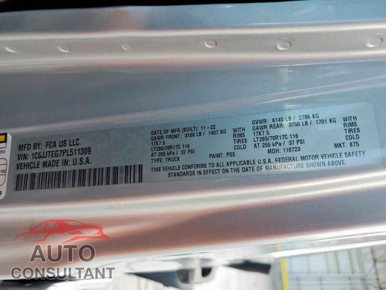 JEEP GLADIATOR 2023 - 1C6JJTEG7PL511309