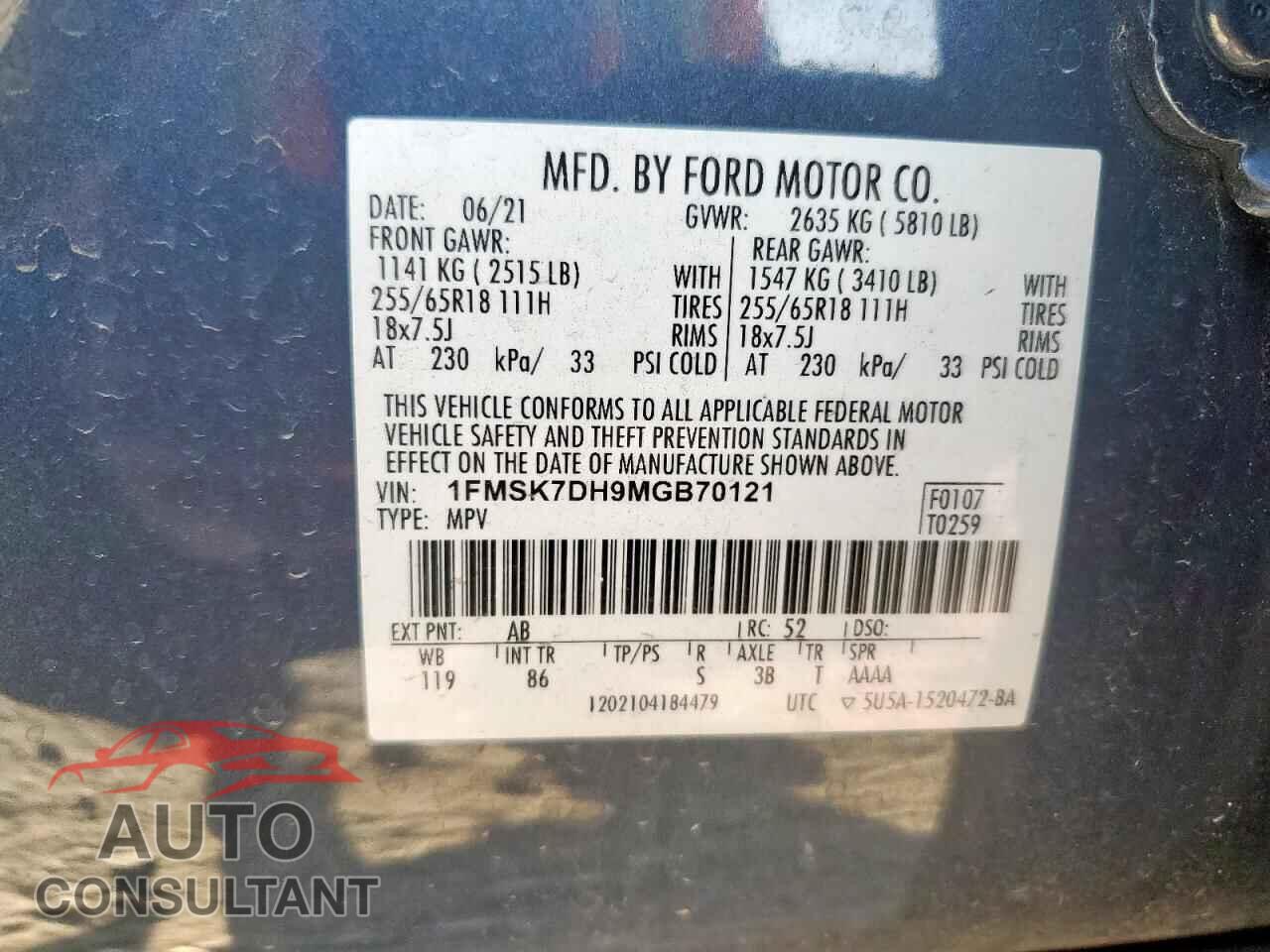 FORD EXPLORER 2021 - 1FMSK7DH9MGB70121