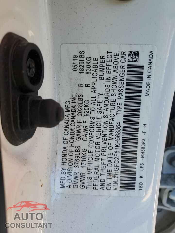 HONDA CIVIC 2019 - 2HGFC2F61KH568864