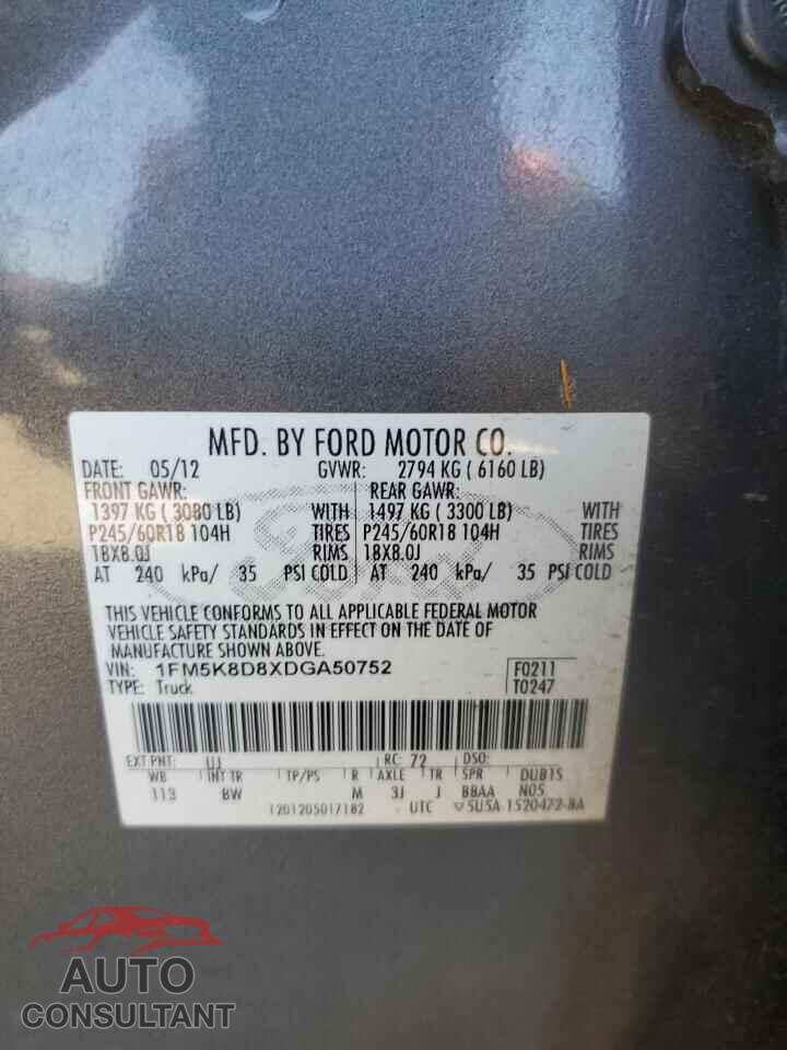 FORD EXPLORER 2013 - 1FM5K8D8XDGA50752