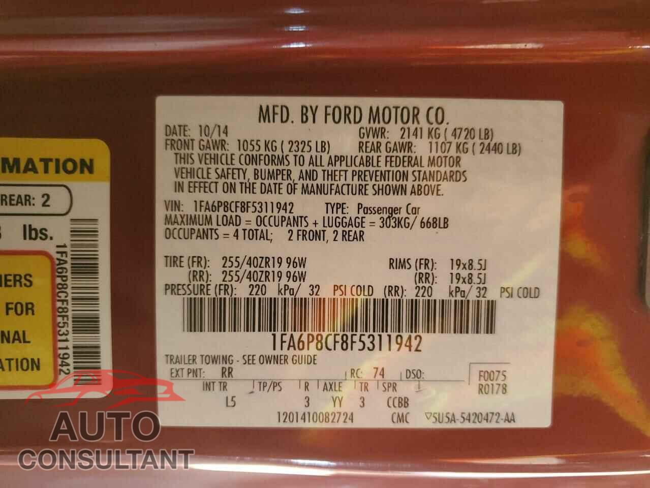 FORD MUSTANG 2015 - 1FA6P8CF8F5311942
