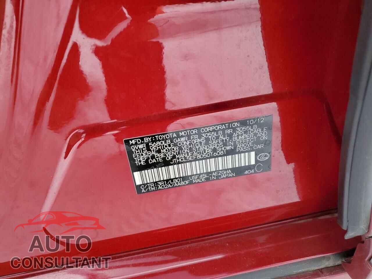 LEXUS LS460 2013 - JTHCL5EF8D5016081