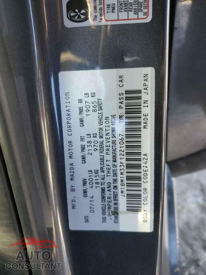 MAZDA 3 2015 - JM1BM1M33F1221067