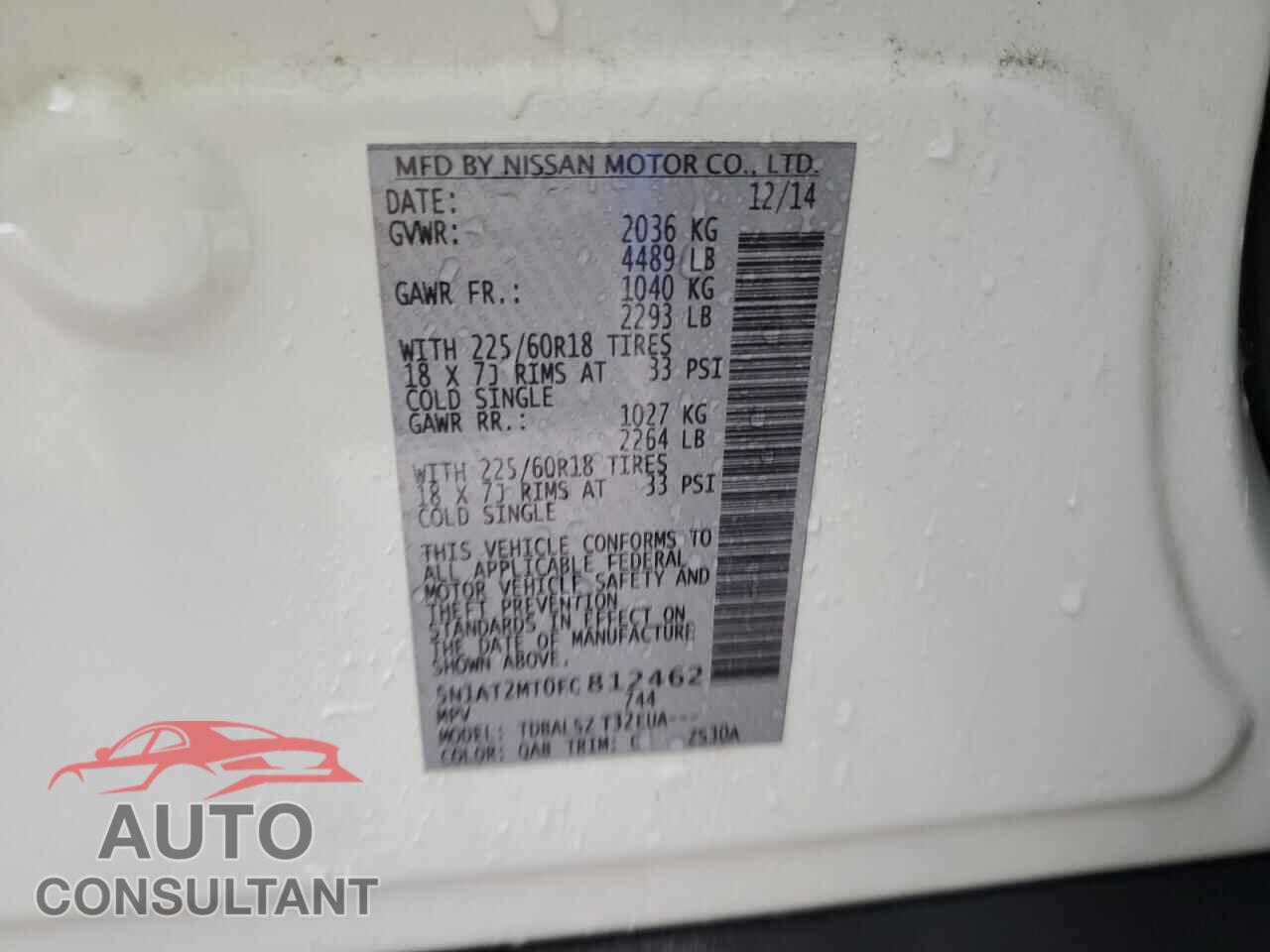 NISSAN ROGUE 2015 - 5N1AT2MT0FC812462