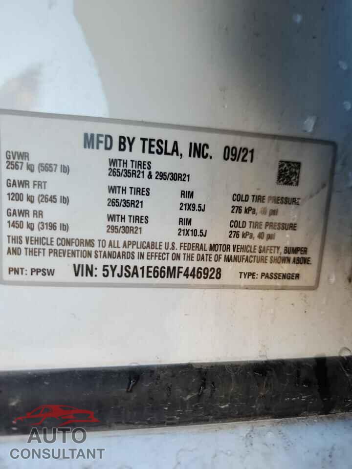 TESLA MODEL S 2021 - 5YJSA1E66MF446928