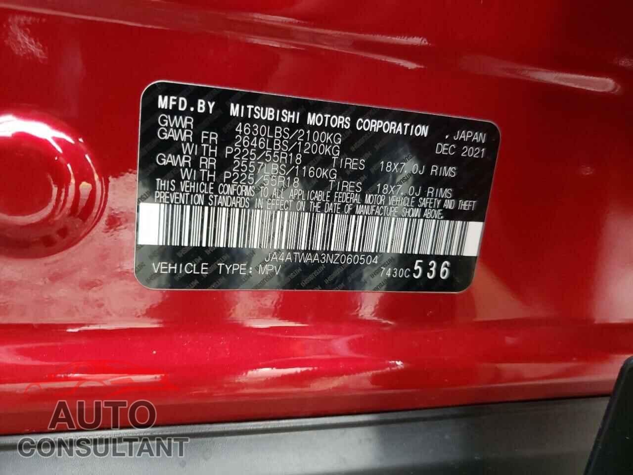 MITSUBISHI ECLIPSE 2022 - JA4ATWAA3NZ060504