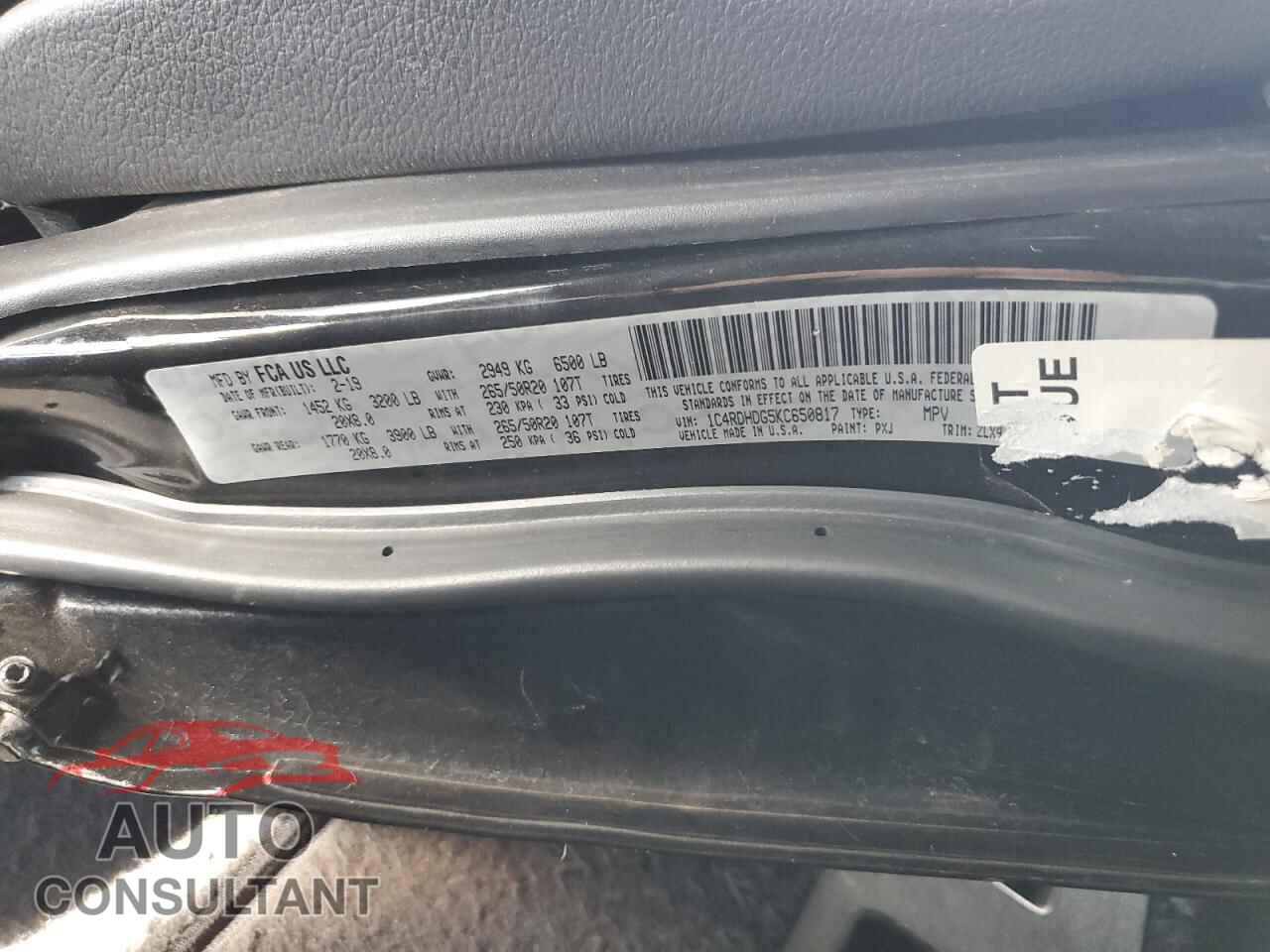 DODGE DURANGO 2019 - 1C4RDHDG5KC650817