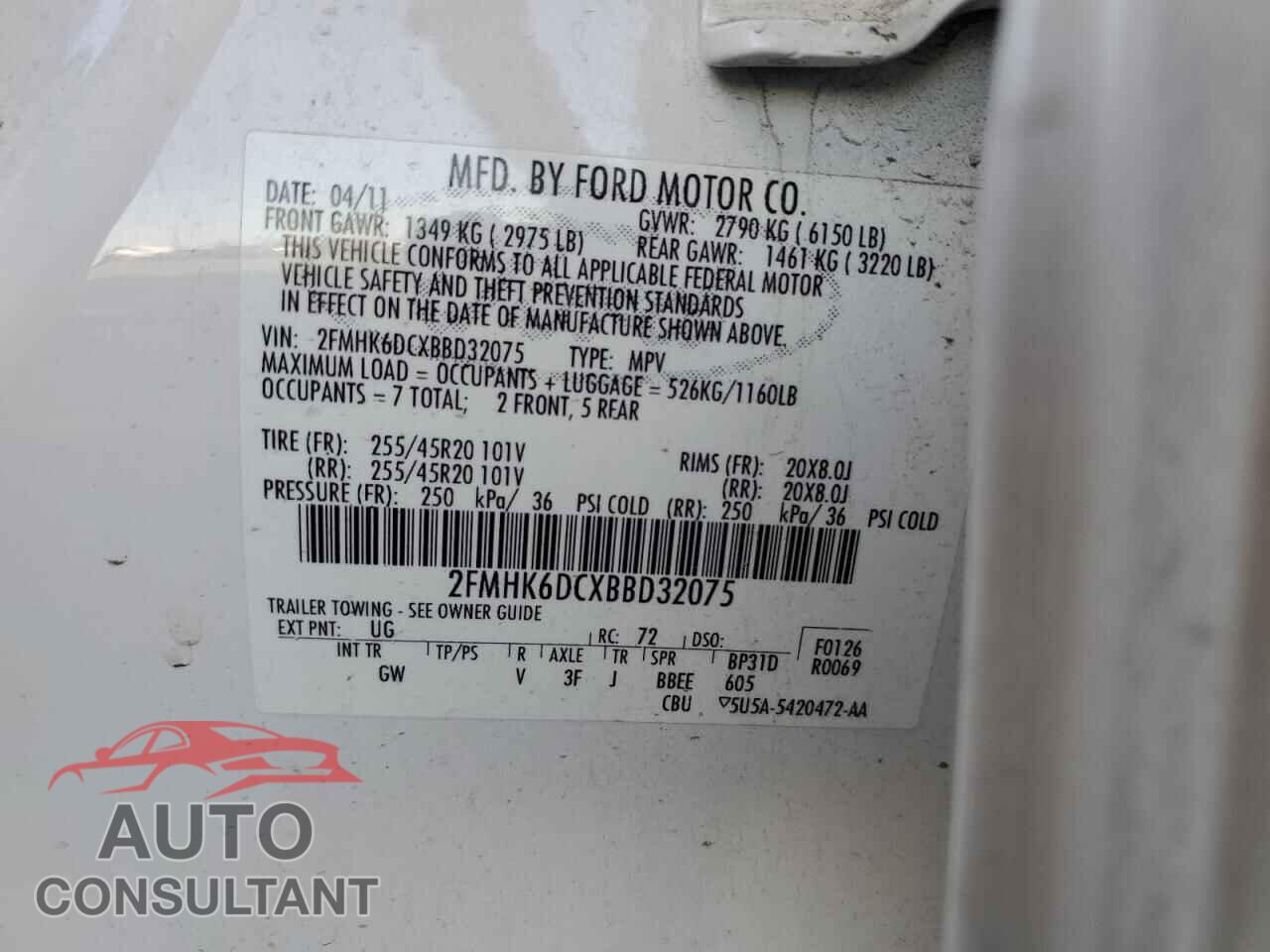 FORD FLEX 2011 - 2FMHK6DCXBBD32075
