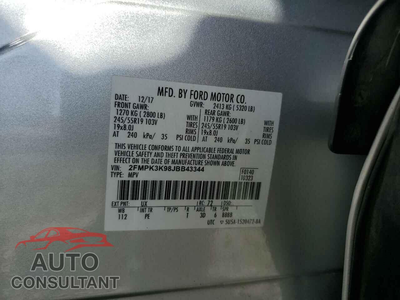 FORD EDGE 2018 - 2FMPK3K98JBB43344