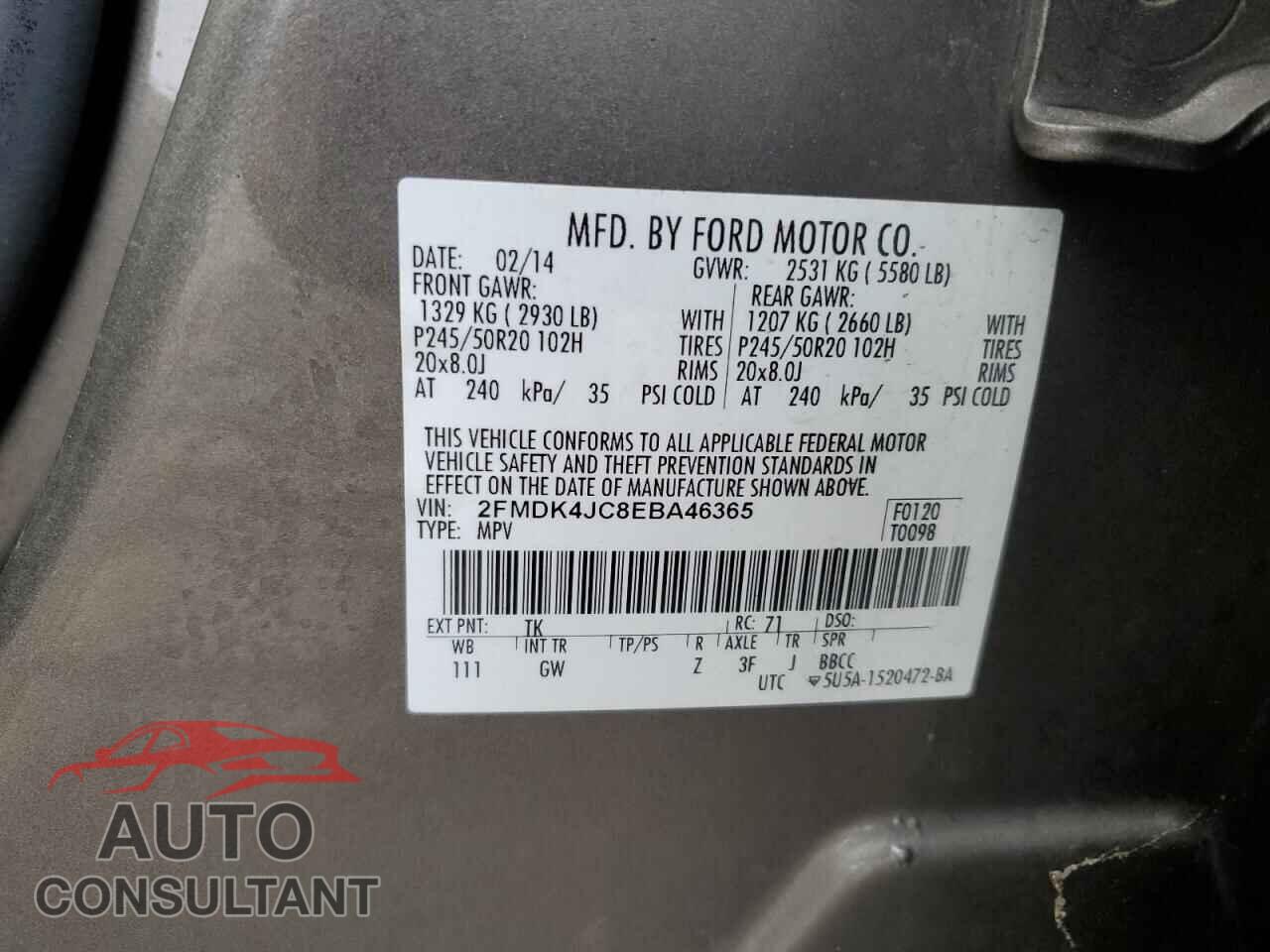 FORD EDGE 2014 - 2FMDK4JC8EBA46365