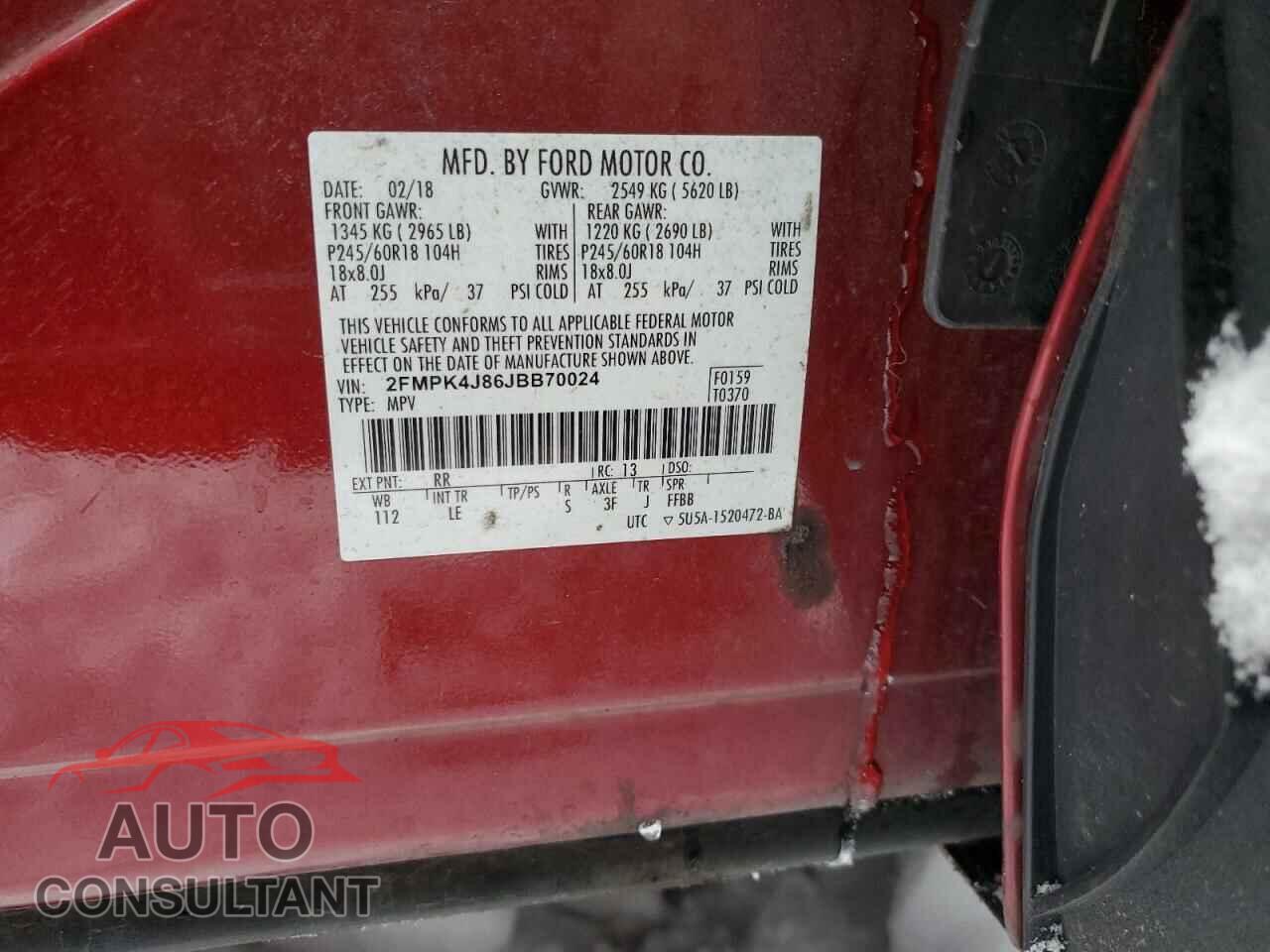 FORD EDGE 2018 - 2FMPK4J86JBB70024