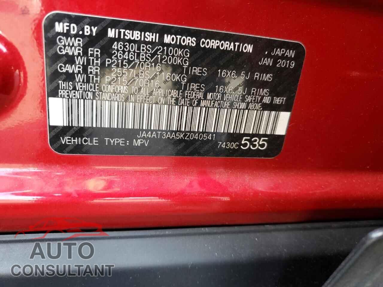 MITSUBISHI ECLIPSE 2019 - JA4AT3AA5KZ040541