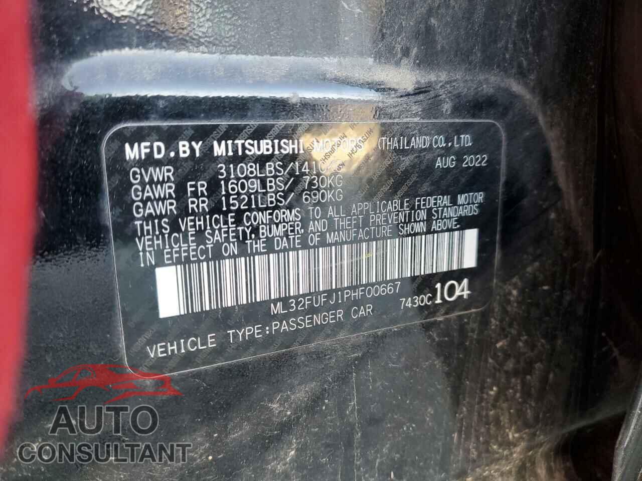MITSUBISHI MIRAGE 2023 - ML32FUFJ1PHF00667