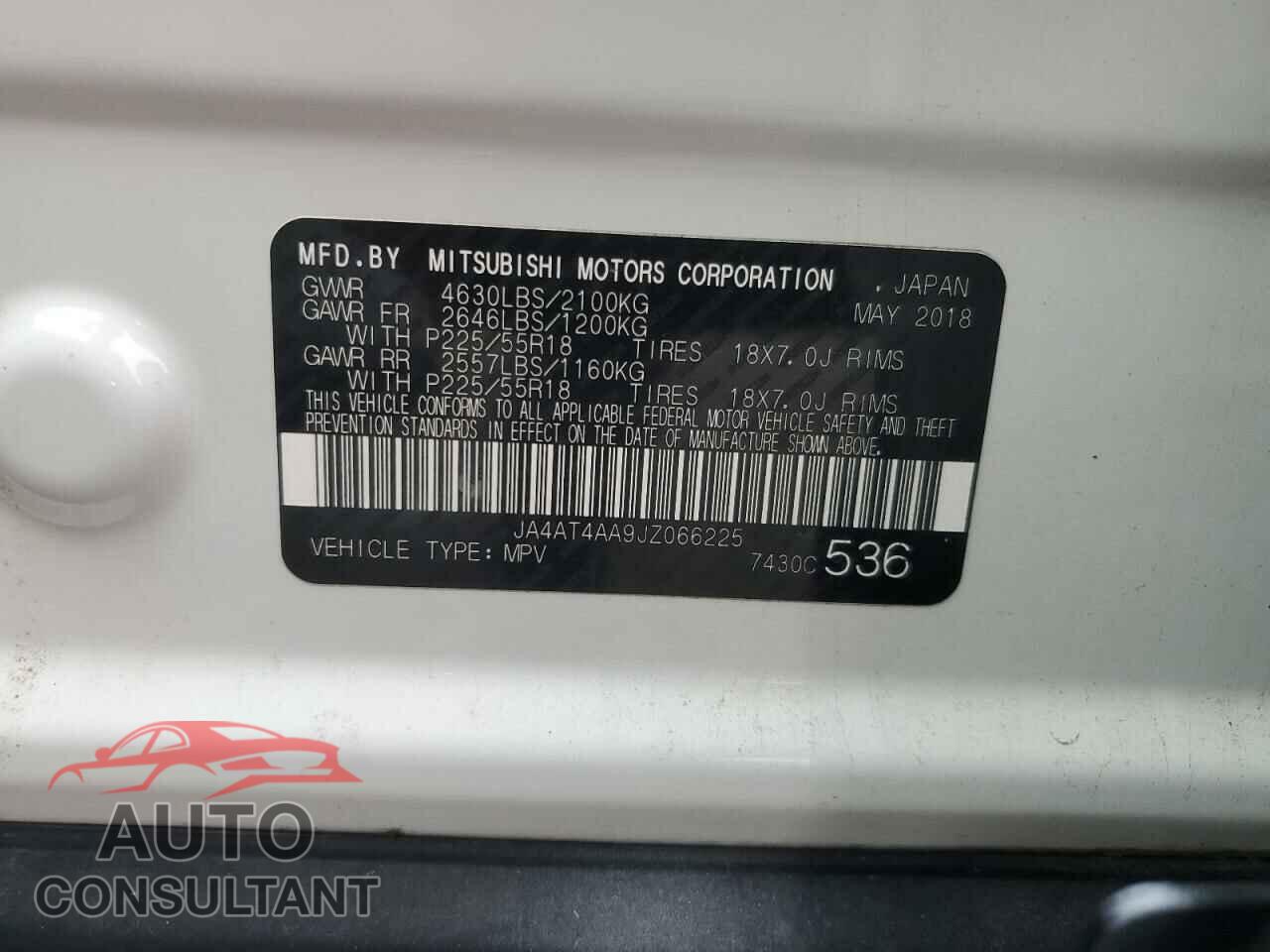 MITSUBISHI ECLIPSE 2018 - JA4AT4AA9JZ066225