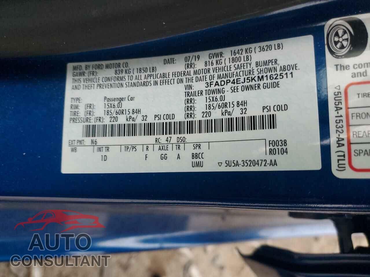 FORD FIESTA 2019 - 3FADP4EJ5KM162511