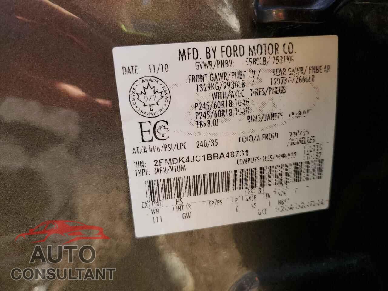 FORD EDGE 2011 - 2FMDK4JC1BBA48731