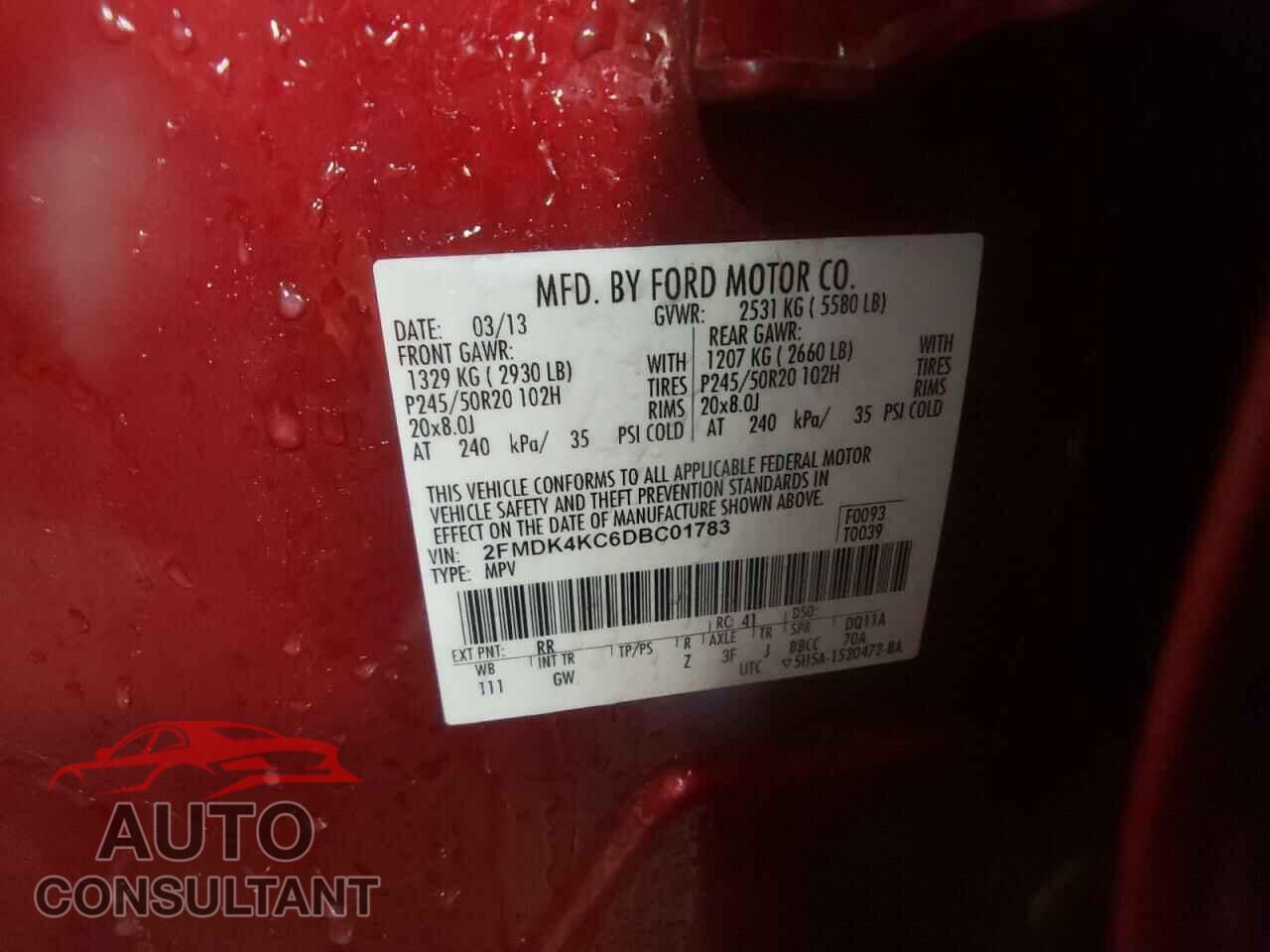 FORD EDGE 2013 - 2FMDK4KC6DBC01783