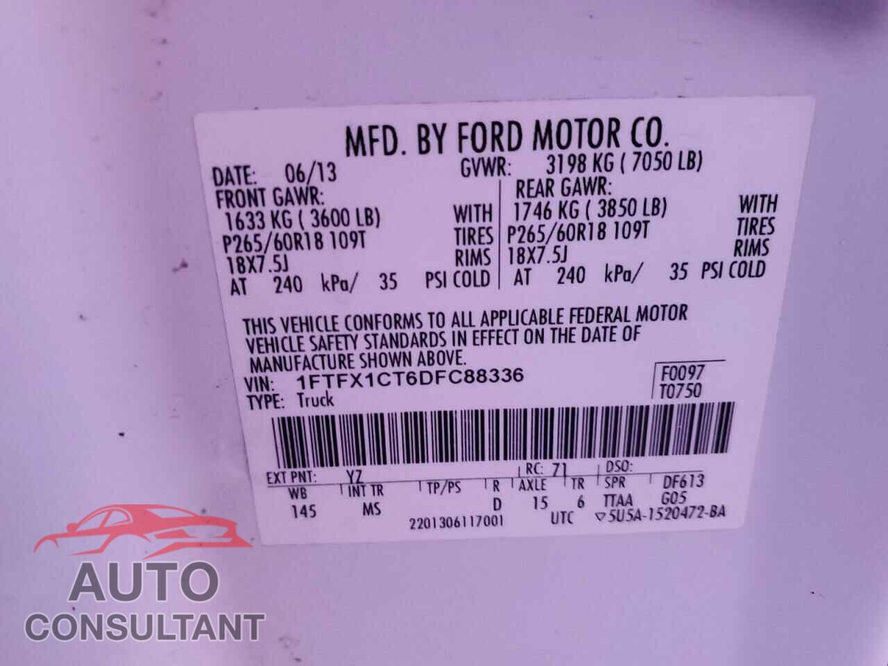 FORD F-150 2013 - 1FTFX1CT6DFC88336