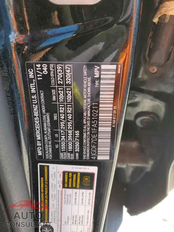MERCEDES-BENZ GL-CLASS 2015 - 4JGDF7DE1FA510211