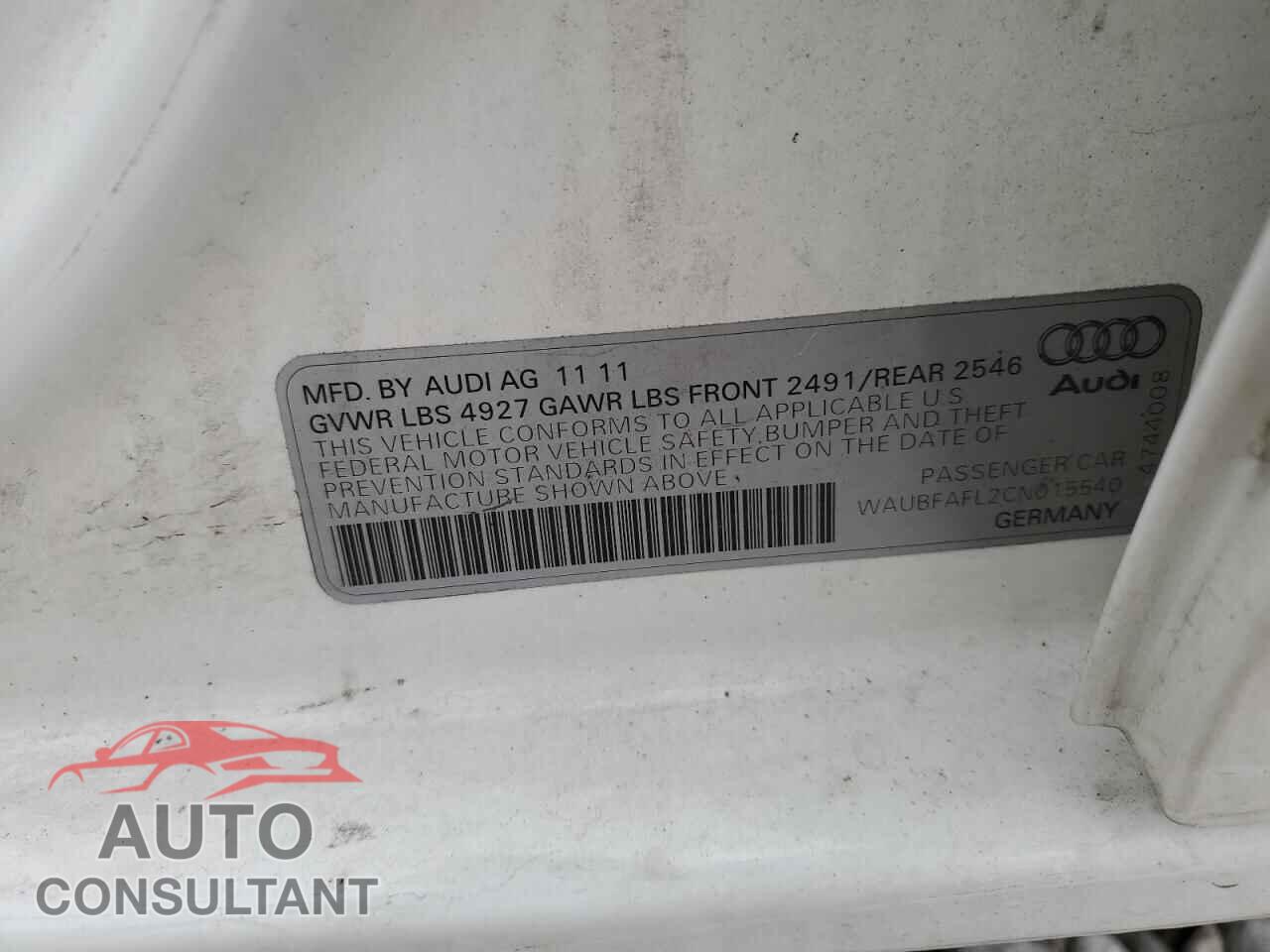 AUDI A4 2012 - WAUBFAFL2CN015540