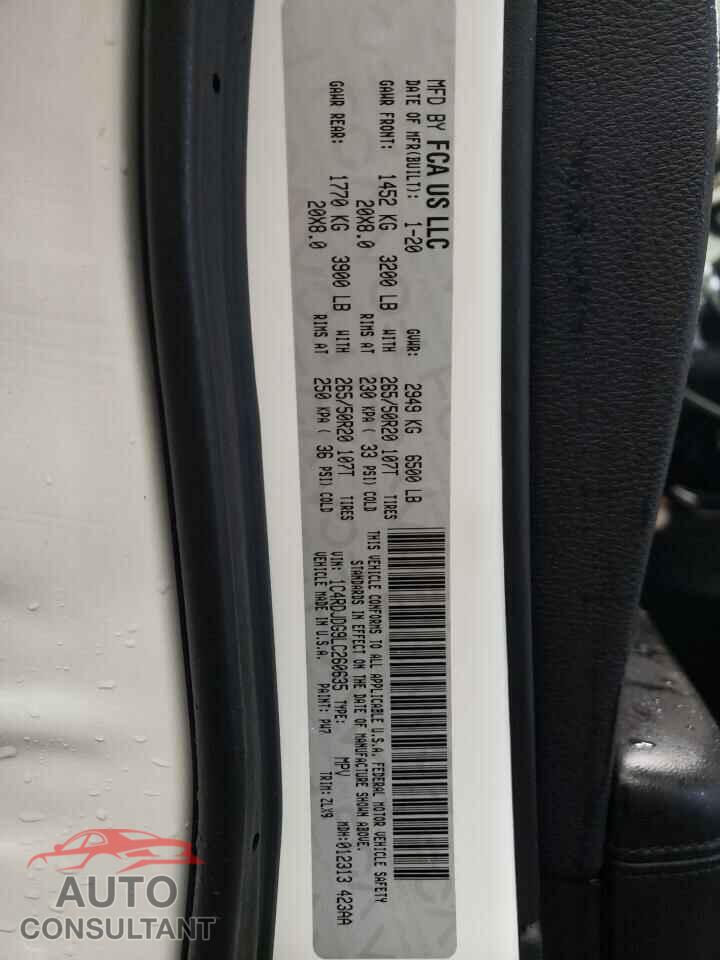 DODGE DURANGO 2020 - 1C4RDJDG9LC260635