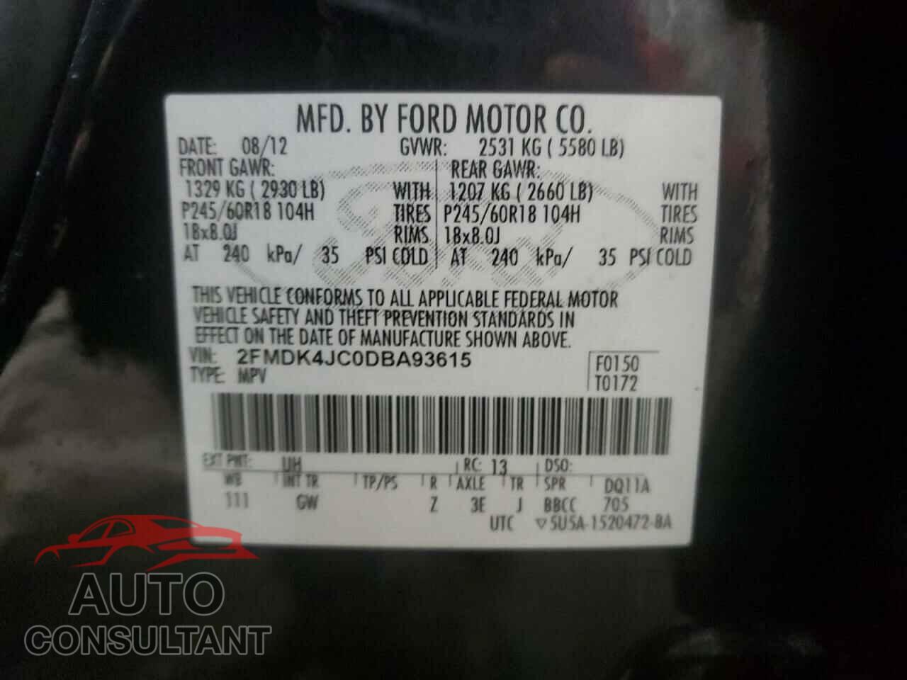 FORD EDGE 2013 - 2FMDK4JC0DBA93615