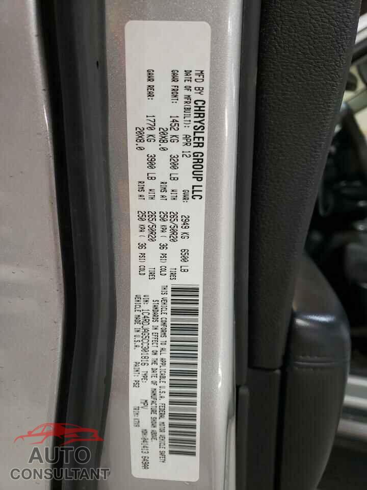 DODGE DURANGO 2012 - 1C4RDJAG5CC301816