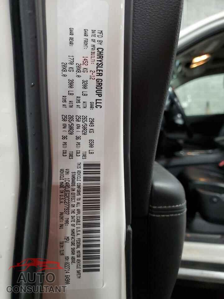 DODGE DURANGO 2012 - 1C4RDJEG2CC277937