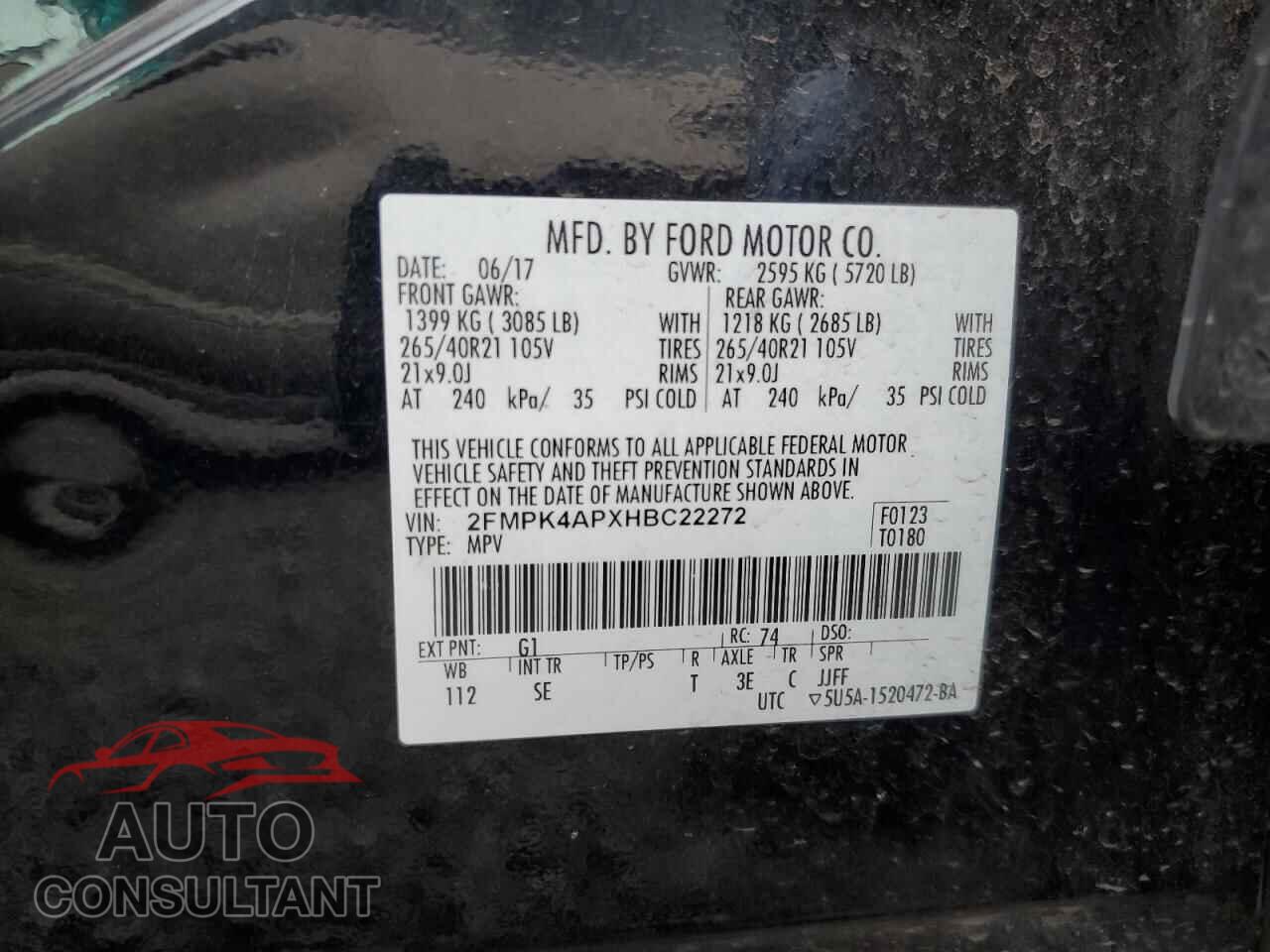 FORD EDGE 2017 - 2FMPK4APXHBC22272