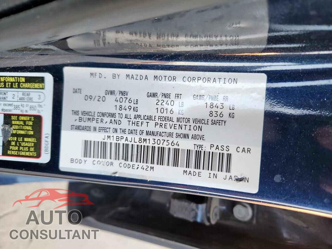 MAZDA 3 2021 - JM1BPAJL8M1307564