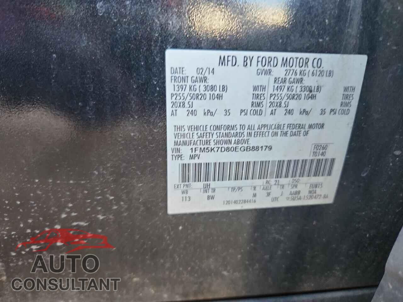 FORD EXPLORER 2014 - 1FM5K7D80EGB88179