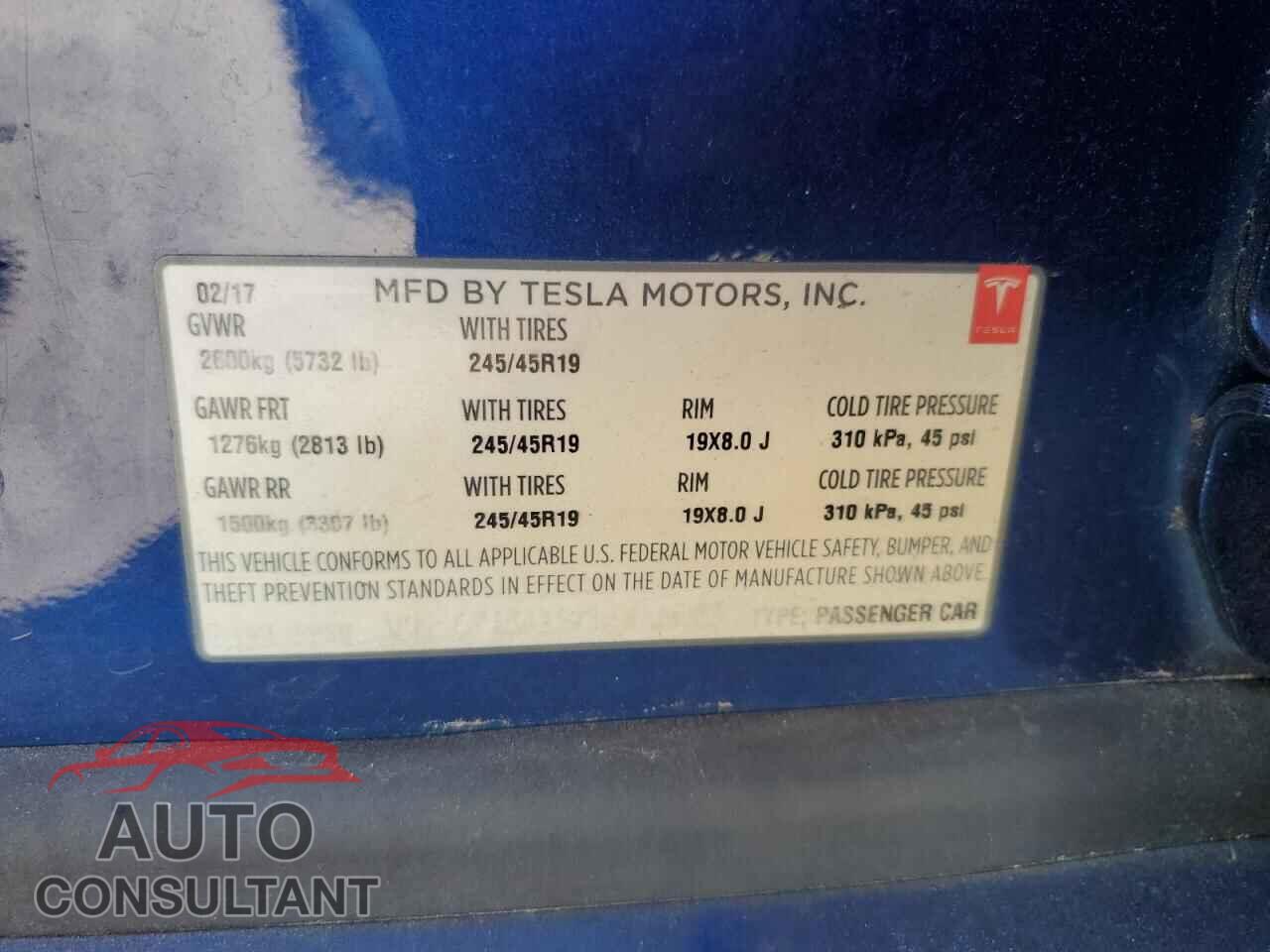 TESLA MODEL S 2017 - 5YJSA1E23HF186023
