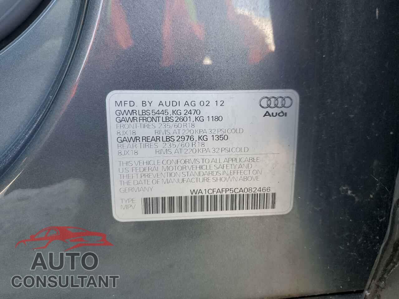 AUDI Q5 2012 - WA1CFAFP5CA082466