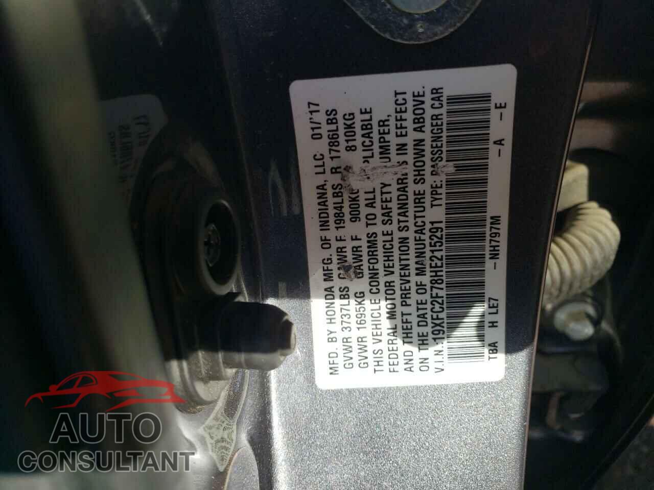 HONDA CIVIC 2017 - 19XFC2F78HE215291