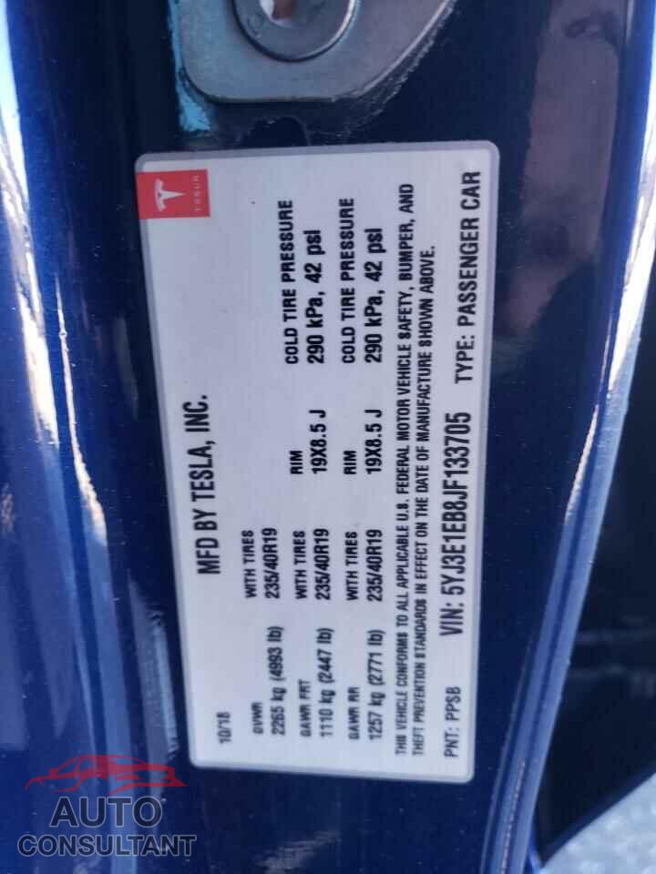 TESLA MODEL 3 2018 - 5YJ3E1EB8JF133705