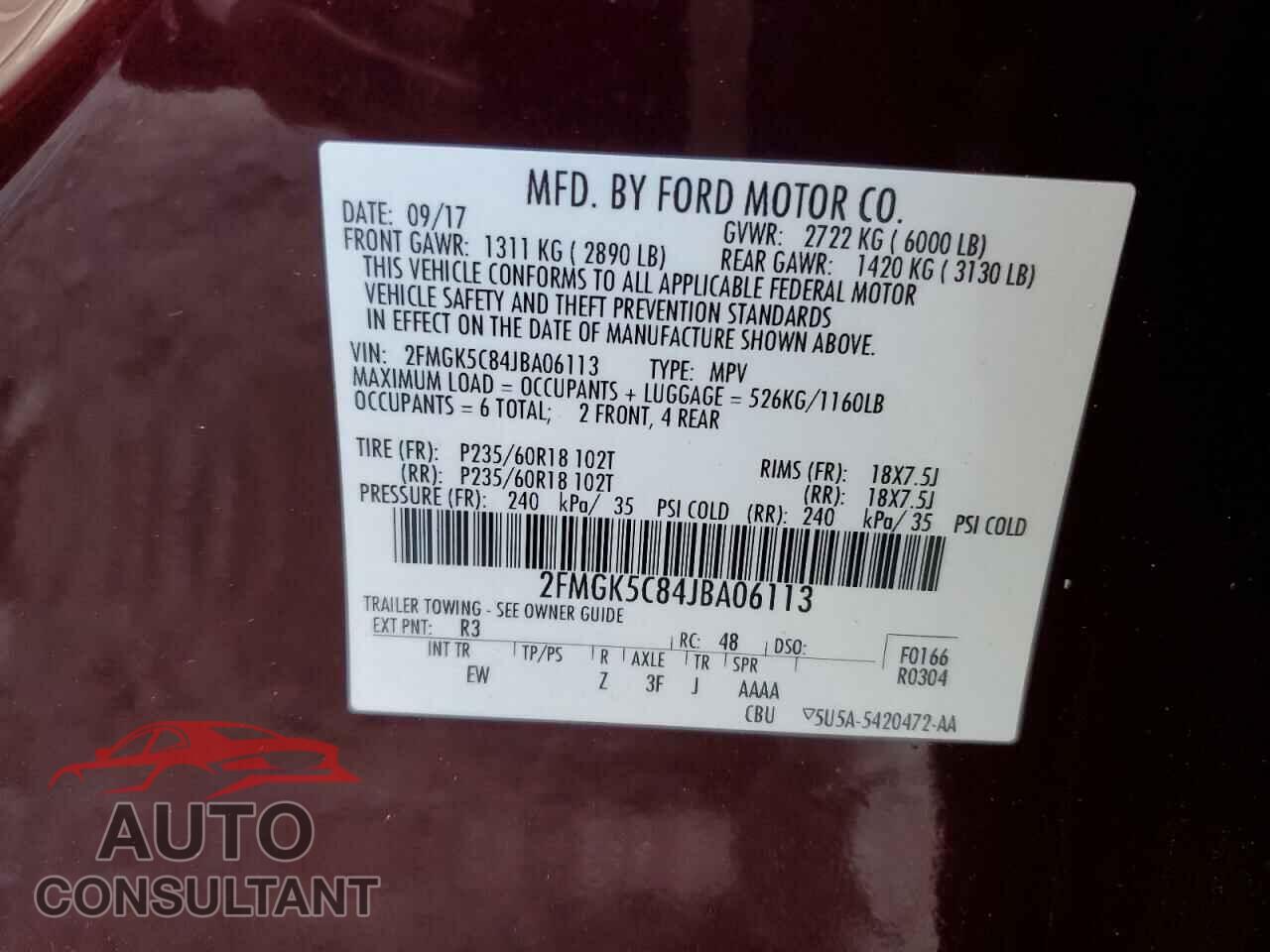 FORD FLEX 2018 - 2FMGK5C84JBA06113