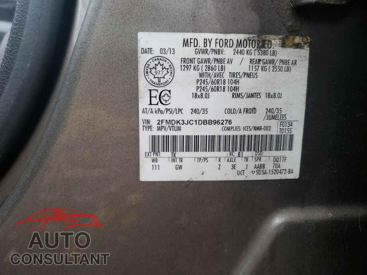 FORD EDGE 2013 - 2FMDK3JC1DBB96276
