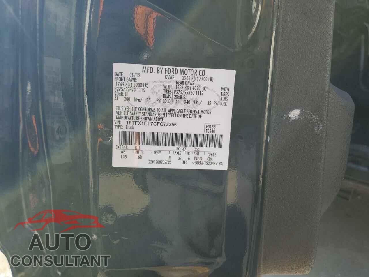 FORD F-150 2012 - 1FTFX1ET7CFC73355