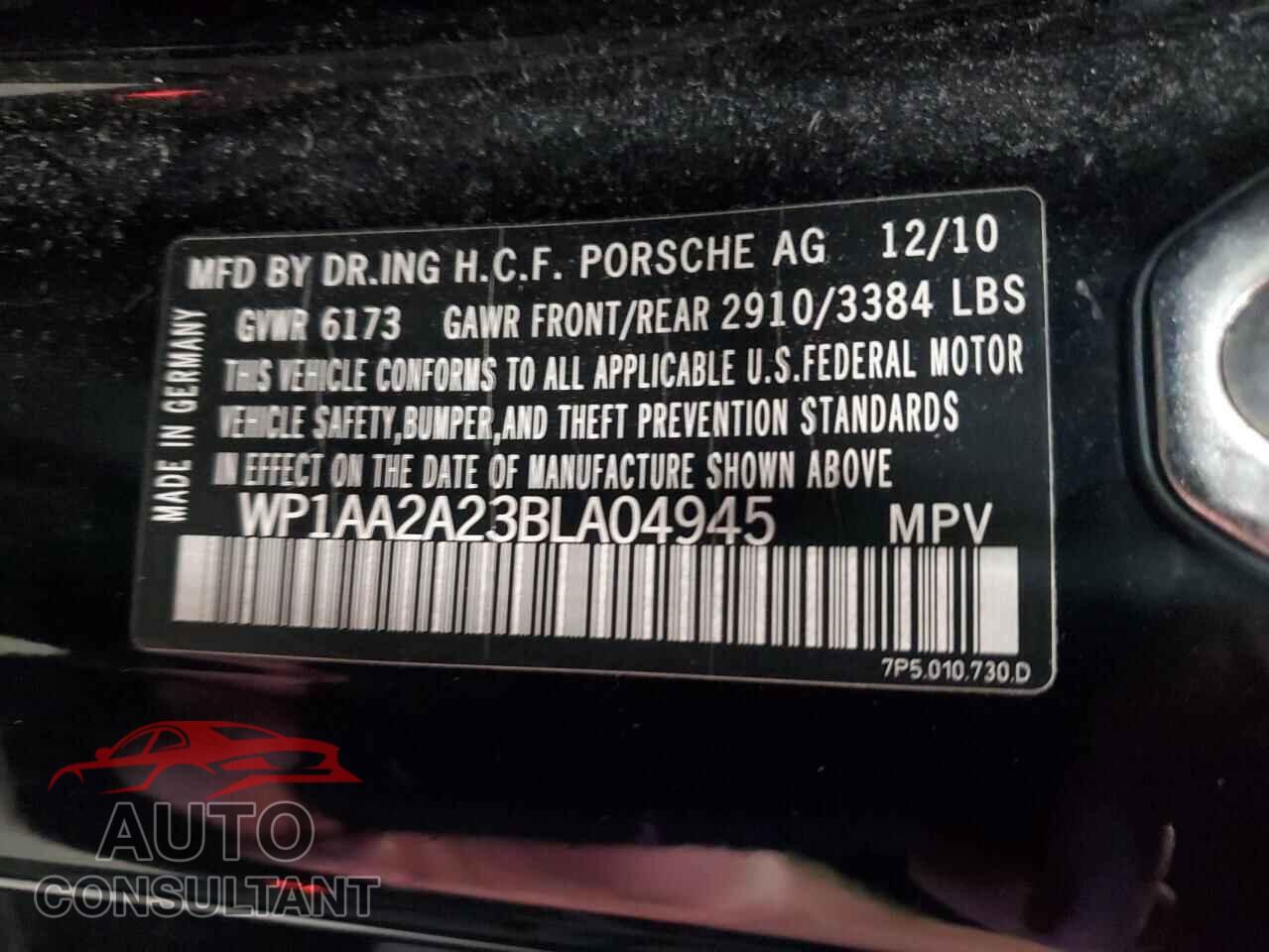 PORSCHE CAYENNE 2011 - WP1AA2A23BLA04945