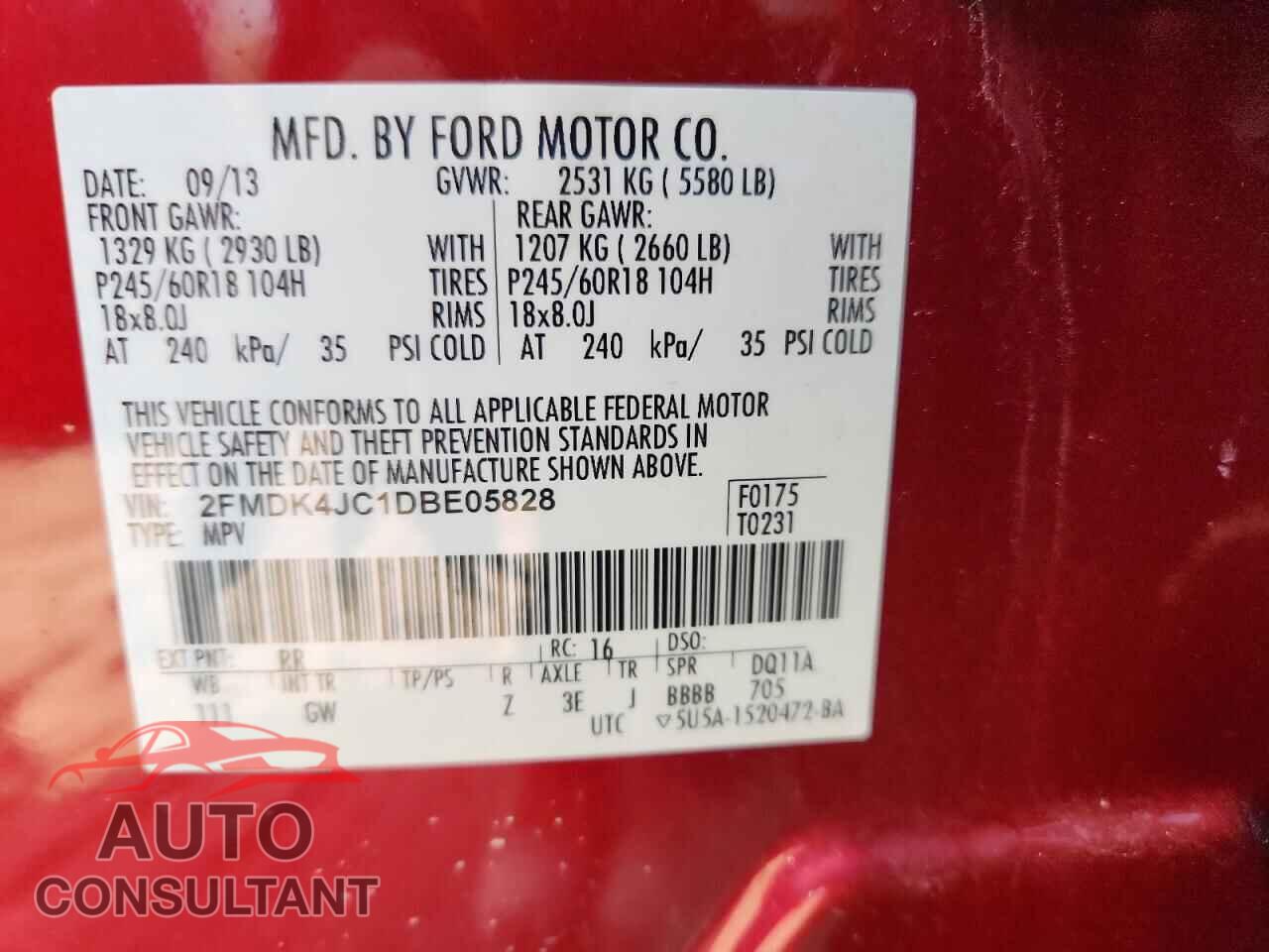 FORD EDGE 2013 - 2FMDK4JC1DBE05828