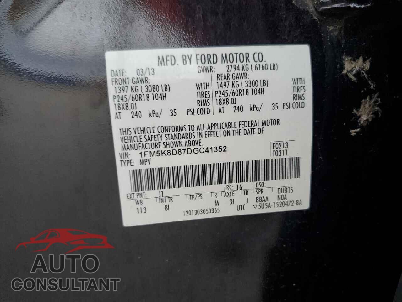 FORD EXPLORER 2013 - 1FM5K8D87DGC41352