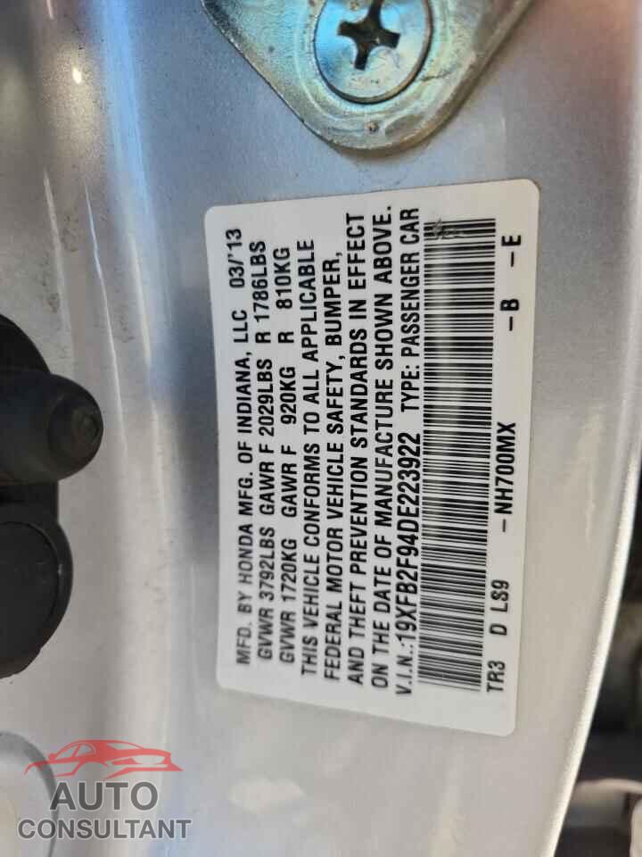 HONDA CIVIC 2013 - 19XFB2F94DE223922