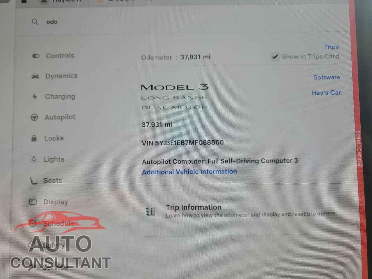 TESLA MODEL 3 2021 - 5YJ3E1EB7MF088860