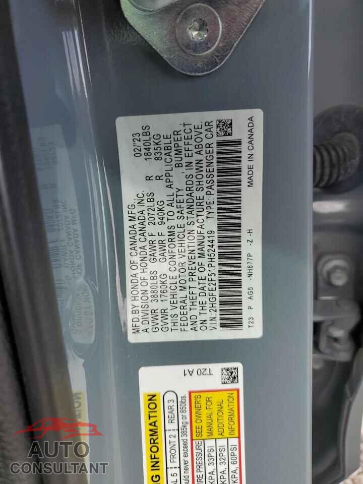HONDA CIVIC 2023 - 2HGFE2F51PH524419
