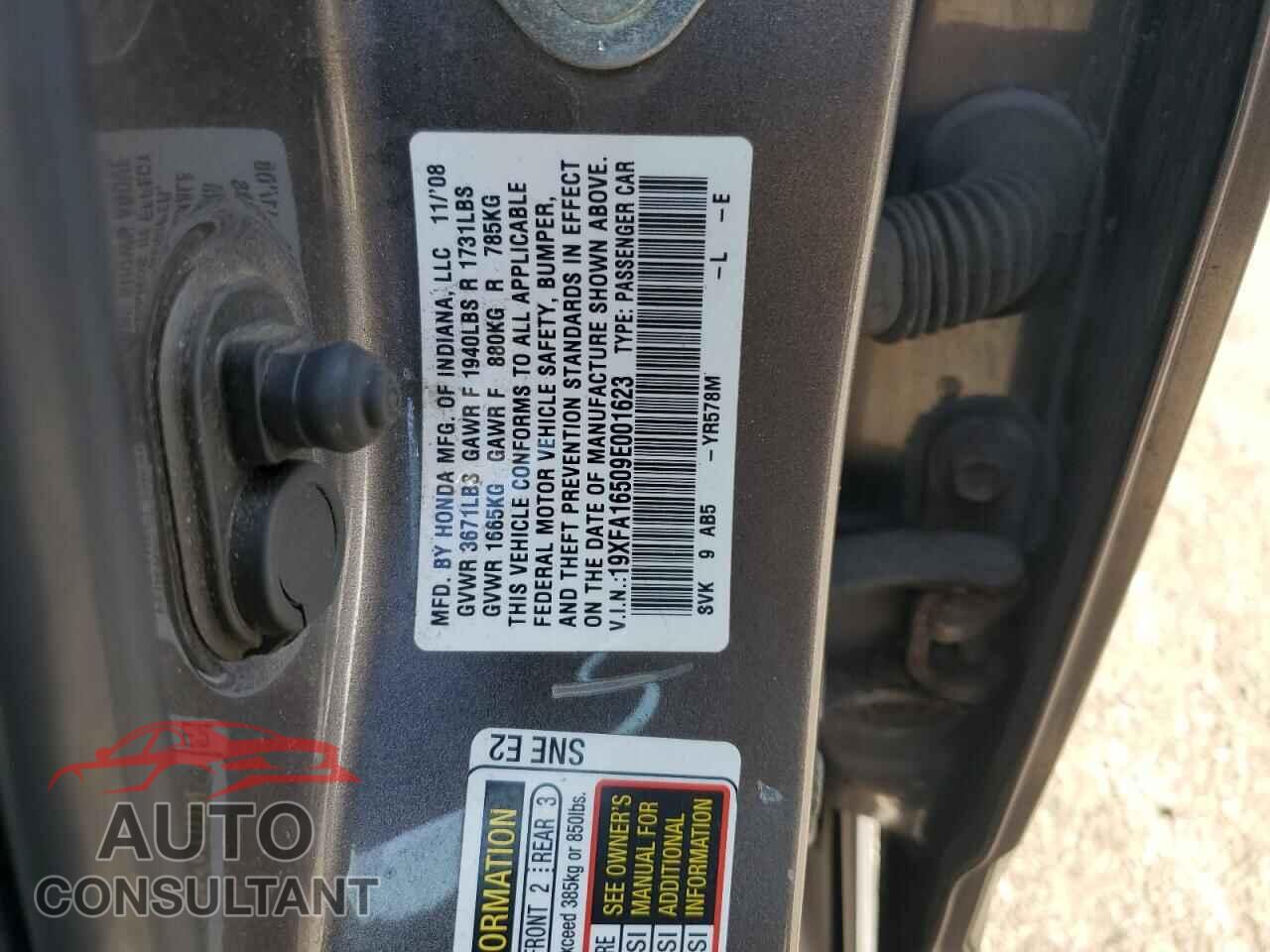HONDA CIVIC 2009 - 19XFA16509E001623