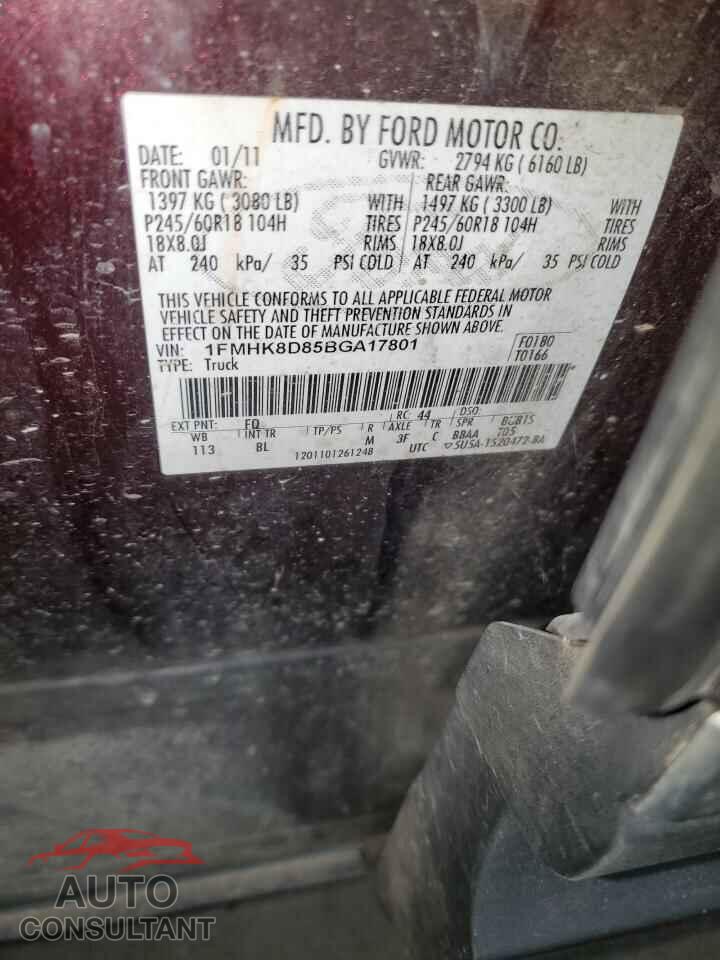 FORD EXPLORER 2011 - 1FMHK8D85BGA17801