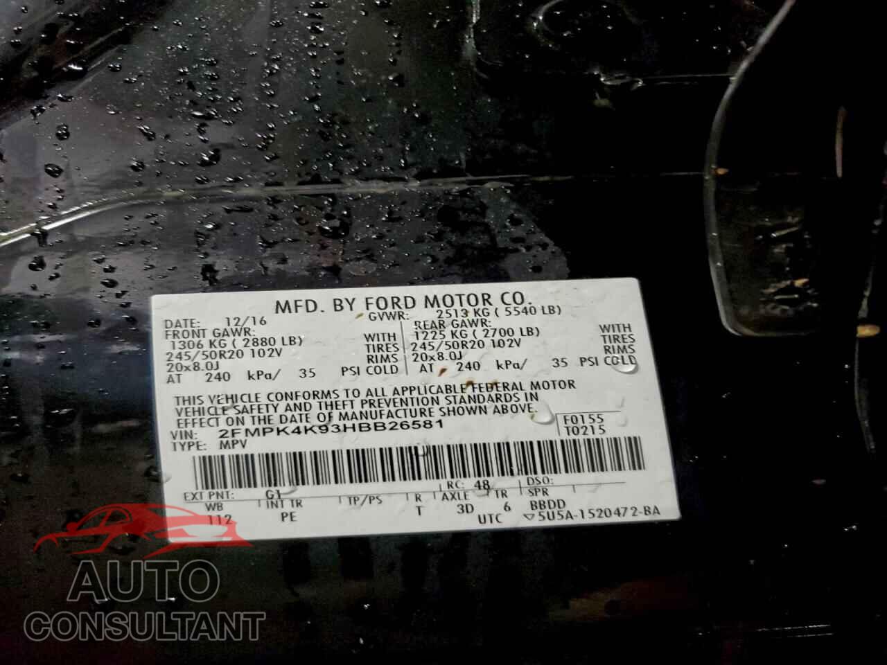 FORD EDGE 2017 - 2FMPK4K93HBB26581